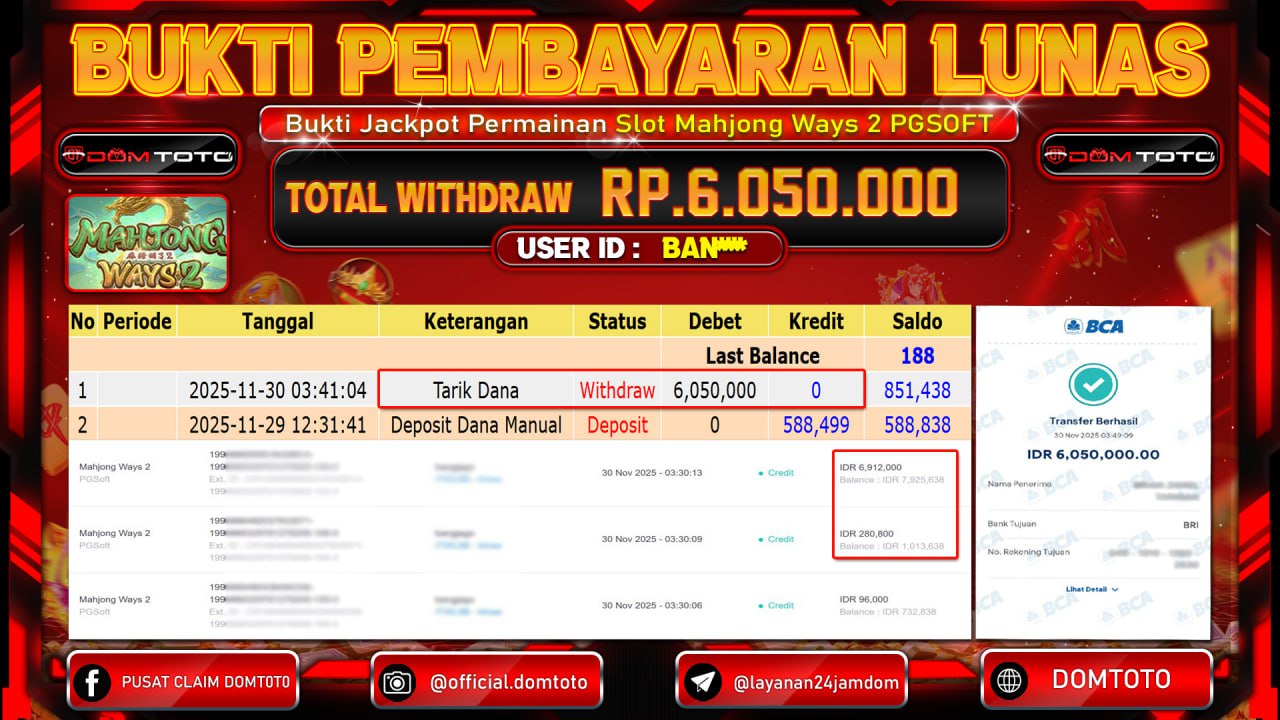 JACKPOT  SLOT Mahjong Ways 2 PGSoft 30 NOVEMBER 2025
