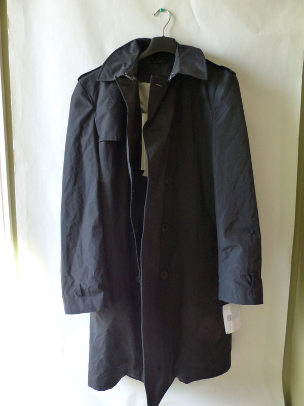 CALVIN KLEIN MENS DURABLE ALL WEATHER BLACK COAT WITH BELT SIZE 40R