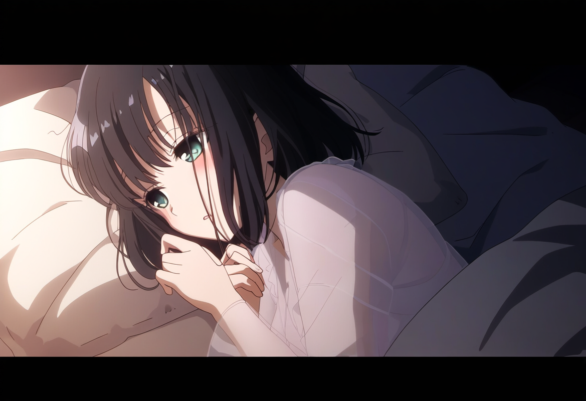 1girl, {{touyoko momoko (saki)}}, black hair, green eyes, see-through silhouette s-457467724