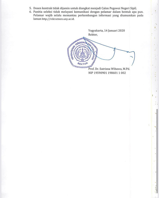 Universitas Negeri Yogyakarta (UNY) membuka lowongan pekerjaan sebagai dosen kontrak.

