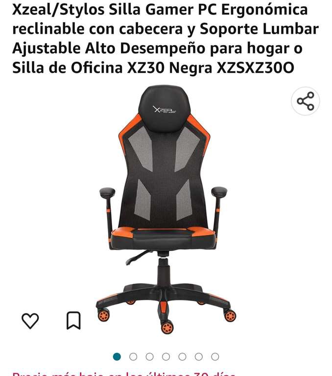 Amazon: Xzeal/Stylos Silla Gamer PC 
