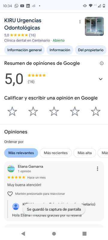 Reseña de paciente satisfecho con Kiru Odontología 1