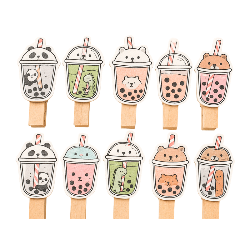 Cute Boba Animal Design Cloth Clips