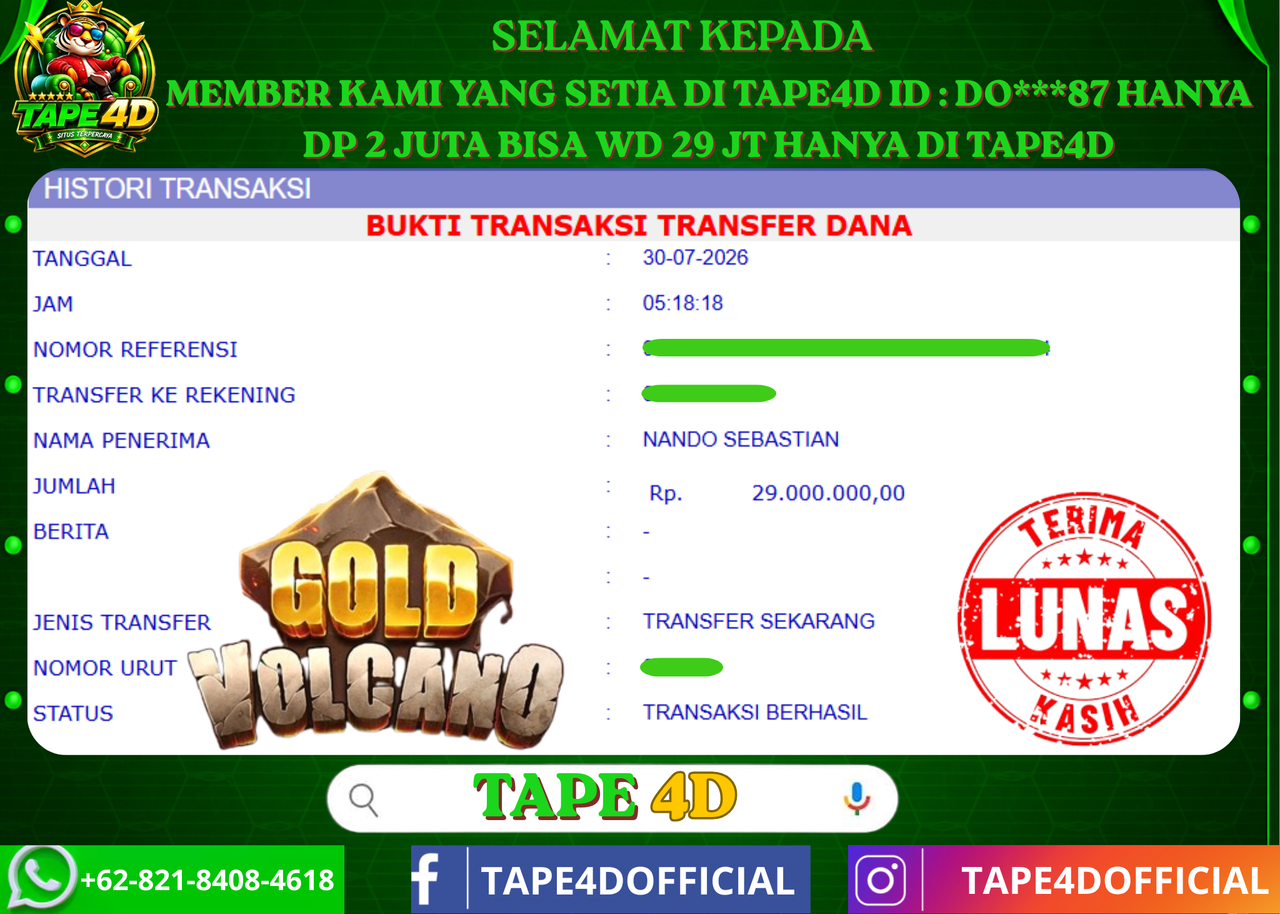 TAPE4D GOLD VOLCANO PRAMATIC PLAY 29.000.000-LUNAS