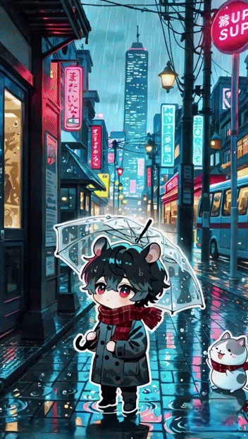 场景2：下雨天的公交车站等候