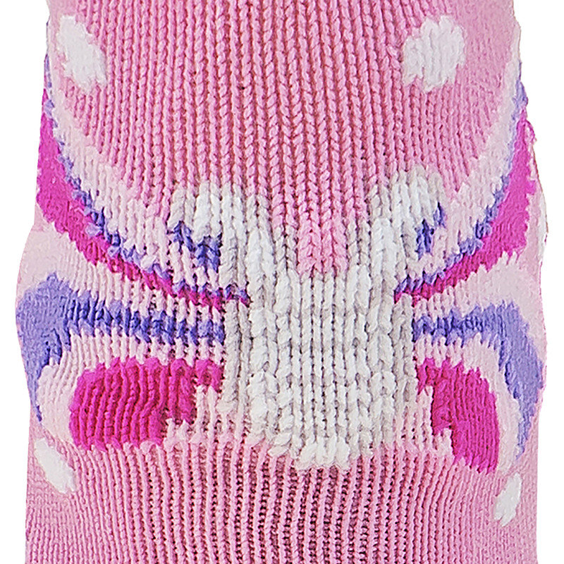 Meia com sola rosa infantil antiderrapante borboleta miniatura 6