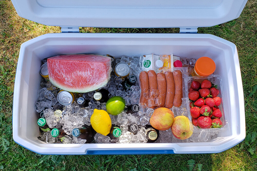 packed camping cooler