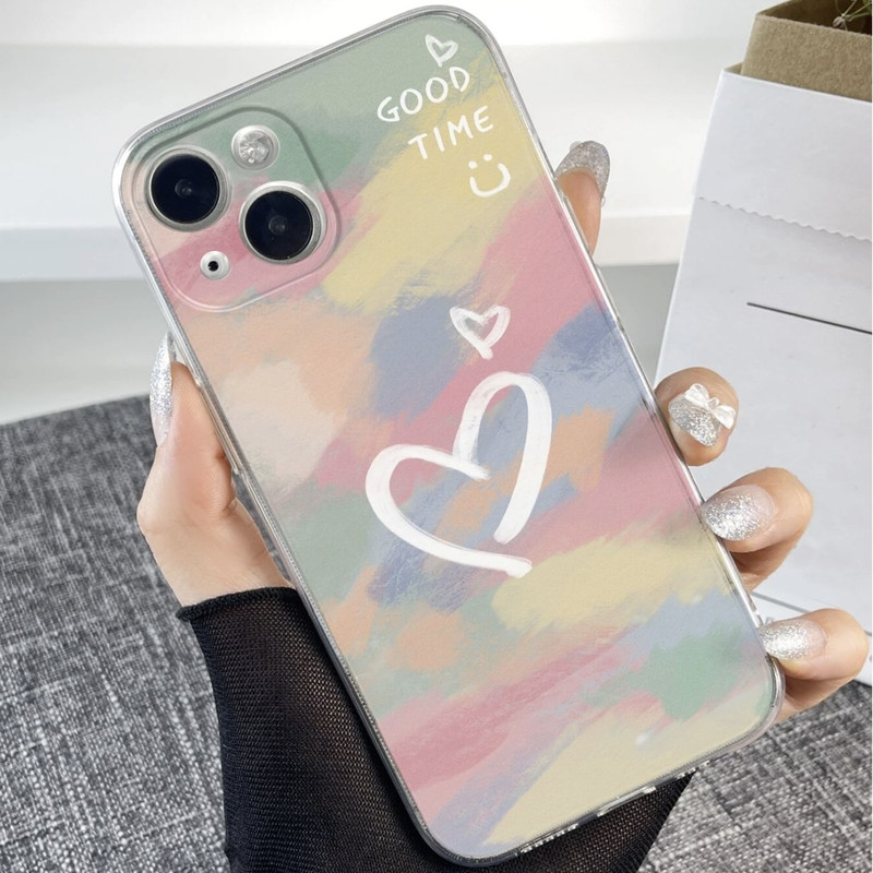 Foto de Funda rosada con diseño de corazón transparente.