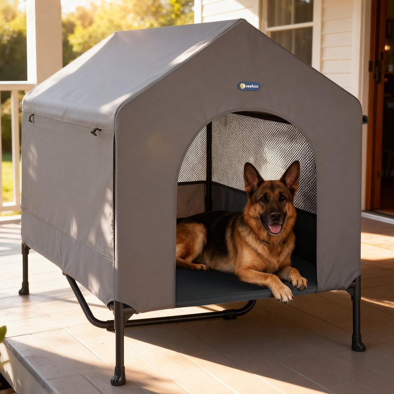 Veehoo 47in 2-in-1 X-Large Outdoor Dog House