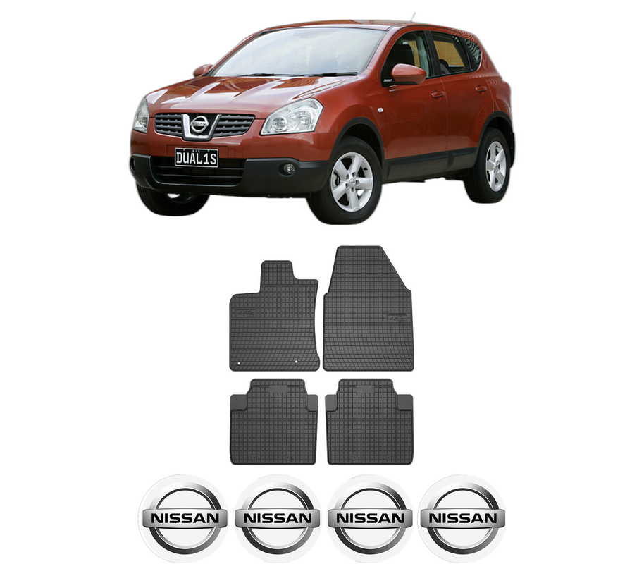 Set covorase presuri NISSAN QASHQAI I (J10, NJ10) din 2006-2014, auto, din cauciuc thermoplastic, 4 Stickere auto cu NISSAN