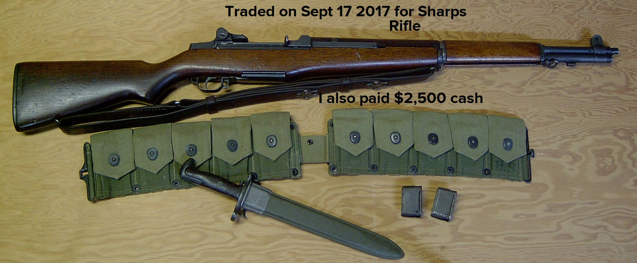 I recently traded this Springfield M1 Rifle with accessories for a M1859 Sharps Civil War rifle