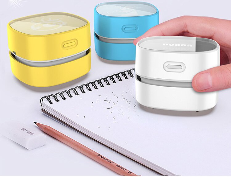 Blue Rechargeable Cordless Mini Desktop Vacuum - Portable Handheld Cleaner for Desk, Keyboard, Crumb & Dust