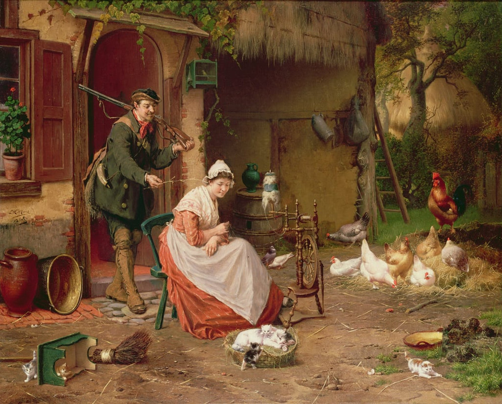 Jan-David-Cole-Farmyard-Scene-19th-century-Meister-Drucke-90610
