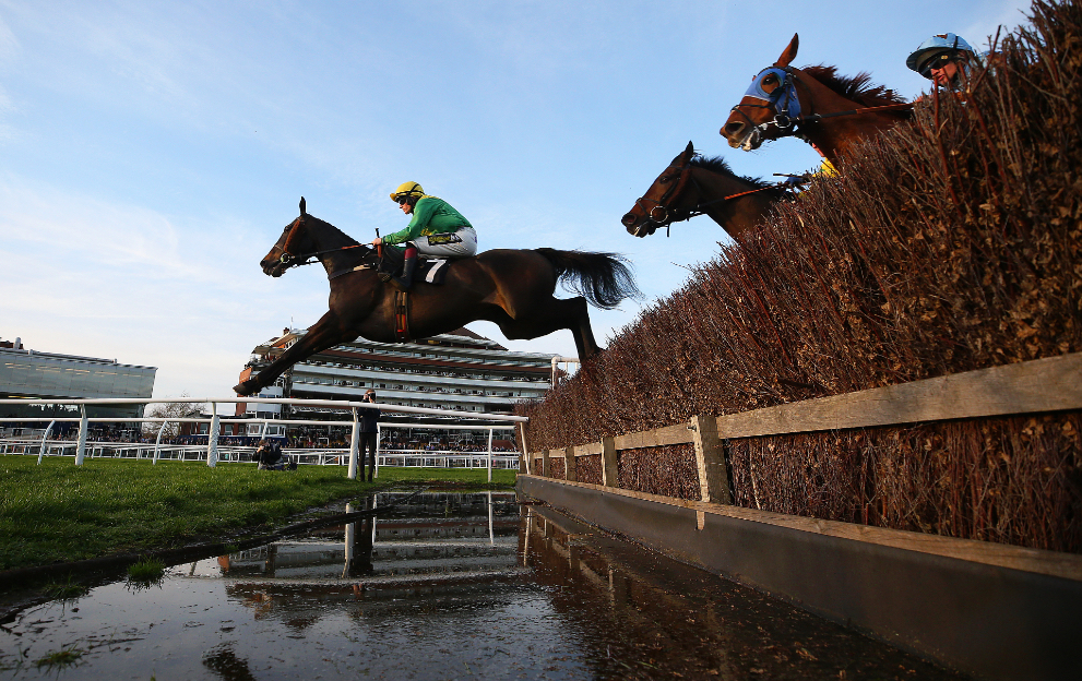 Un cavalier franchissant le troisième obstacle du cross-country di Marano : un fence irlandais.