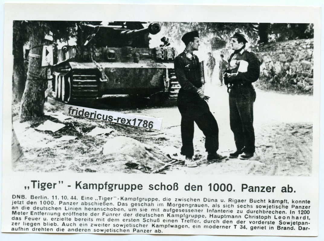 Foto Nachlass s.Pz Abt. 502 schwere Tiger Abt. schoß den 1000. Panzer ab