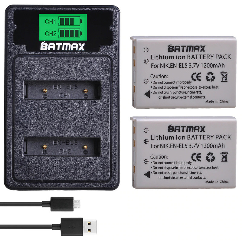 Batteria EN-EL5 Per Nikon - Doppio Pack Ricarica USB | Compatibile Coolpix P100, P500, P510 E Altri Modelli - Foto 4