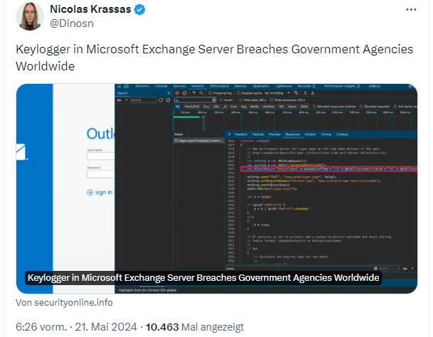 Keylogger in Microsoft Exchange Server