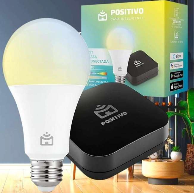Kit Casa Conectada Lite Positivo Casa Inteligente, sua casa mais inteligente, contém 2 itens (1x Smart Controle Universal e 1x Smart Lâmpada Wi Fi), Bivolt – Compatível com Alexa Kit Casa Conectada Lite Positivo Casa Inteligente, sua casa mais inteligente, contém 2 itens (1x Smart Controle Universal e 1x Smart Lâmpada Wi Fi), Bivolt – Compatível com Alexa