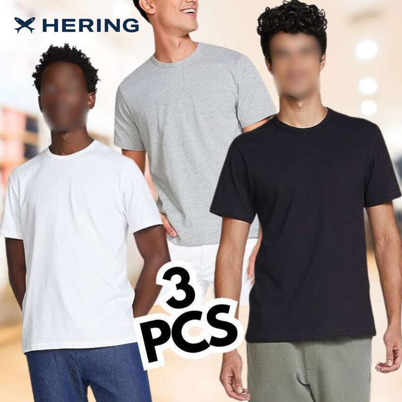 Kit Com 3 Camisetas Masculinas Básicas Hering