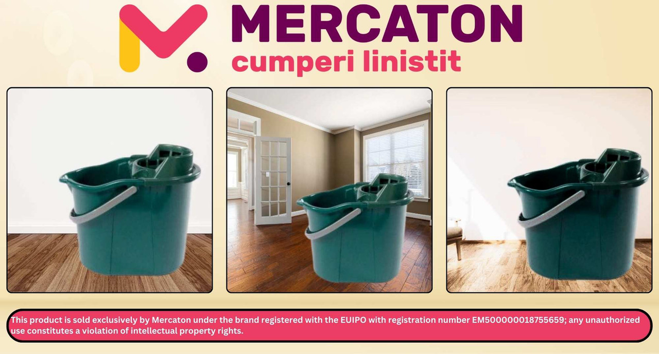 Galeata cu Storcator Mercaton, PP, Maner Robust, 15 L