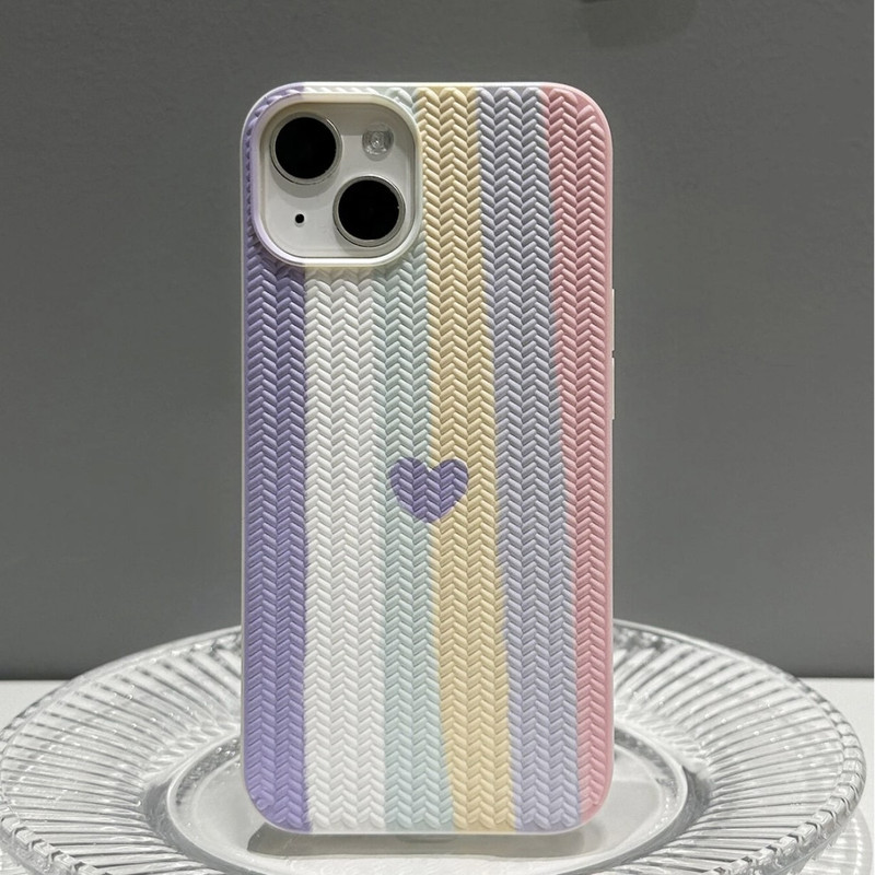 Foto de Funda con diseño de corazón multicolor y texturada.
