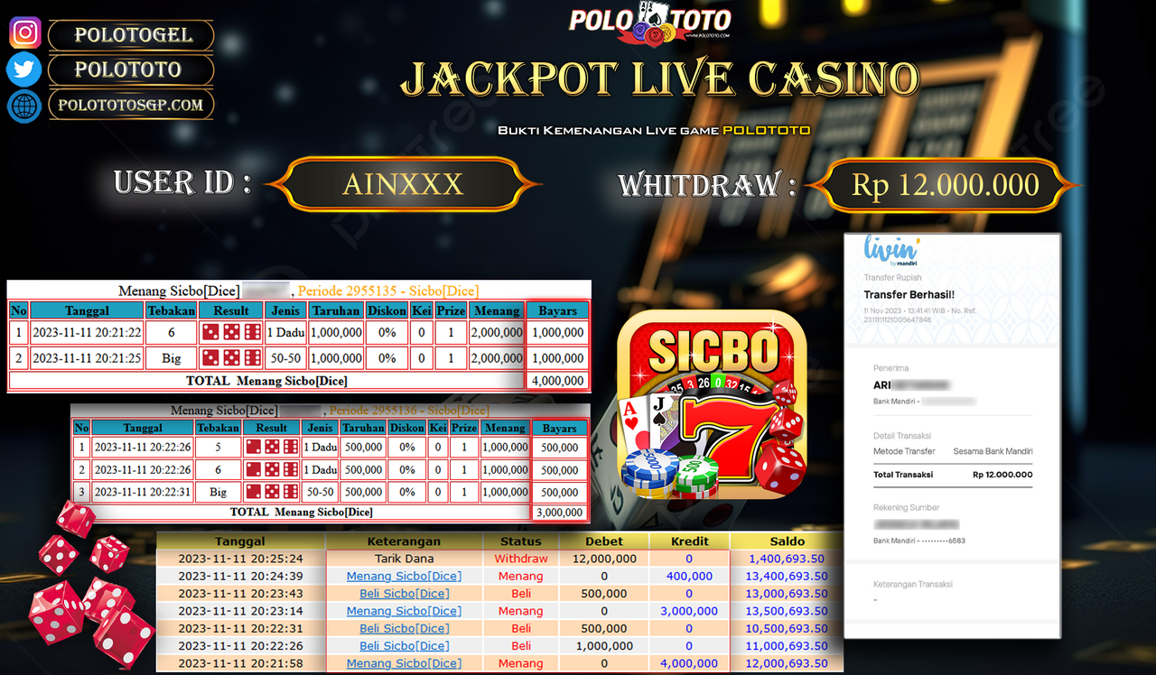 BUKTI PEMBAYARAN JACKPOT DIPOLOTOTO DIBAYAR LUNAS!!!