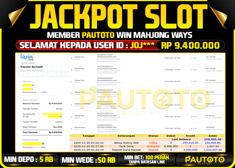 BUKTI JACKPOT LUNAS PAUTOTO