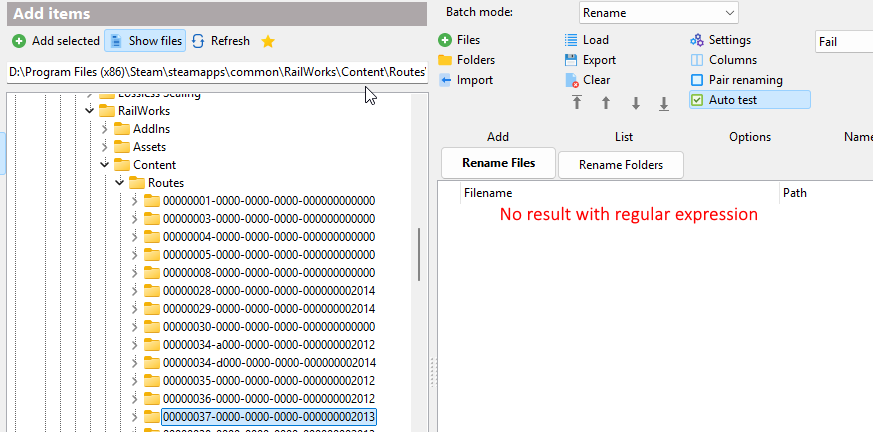 No result with regular expr