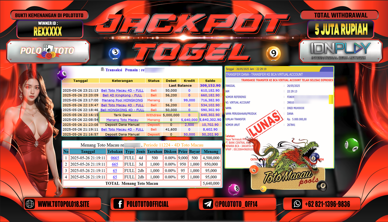 POLOTOTO JACKPOT TOGEL TOTO MACAU Rp.5.000.000,-