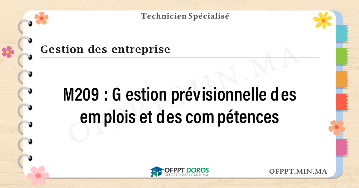 Sommaire détaillé du cours Gestion prévisionnelle des emplois et des compétences M209 OFPPT - Structure du module