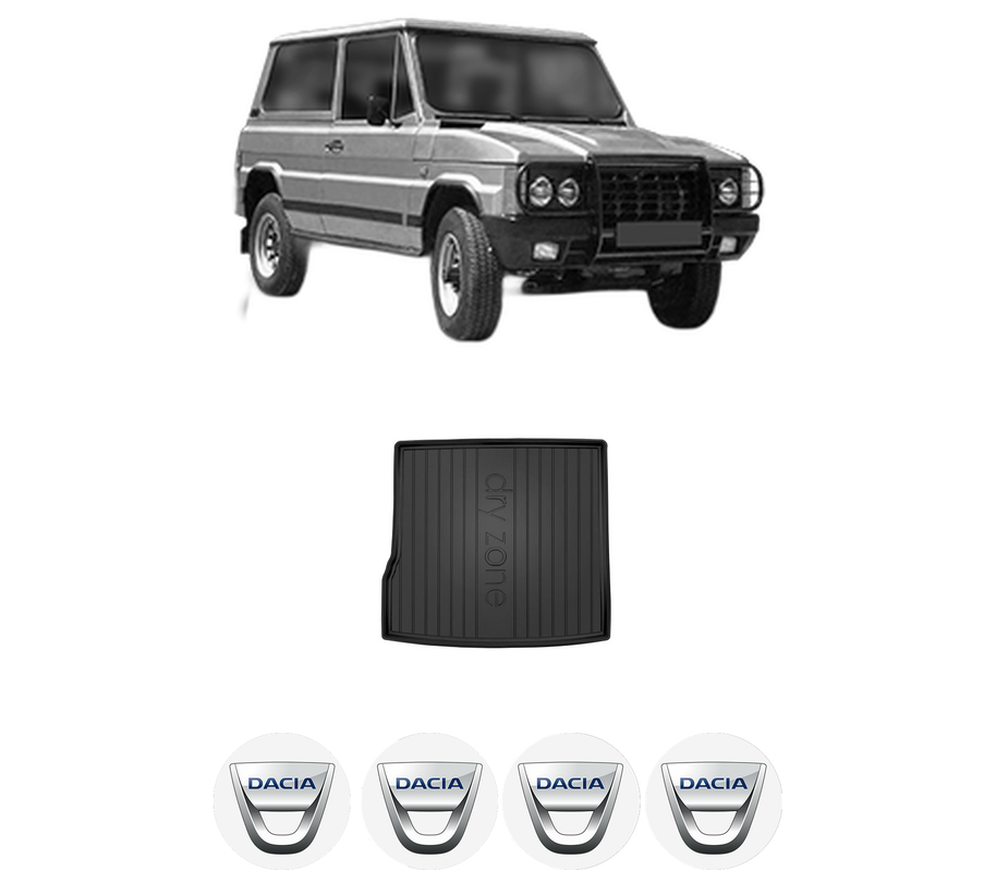 Tavita Portbagaj DACIA DUSTER din 2017-2023, Protectie Portbagaj Auto, 4x Stickere auto cu DACIA