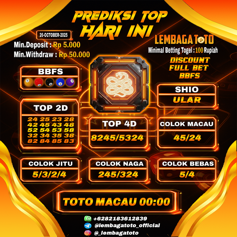 Prediksi Togel 26 Oct 2025 Lembagatoto
