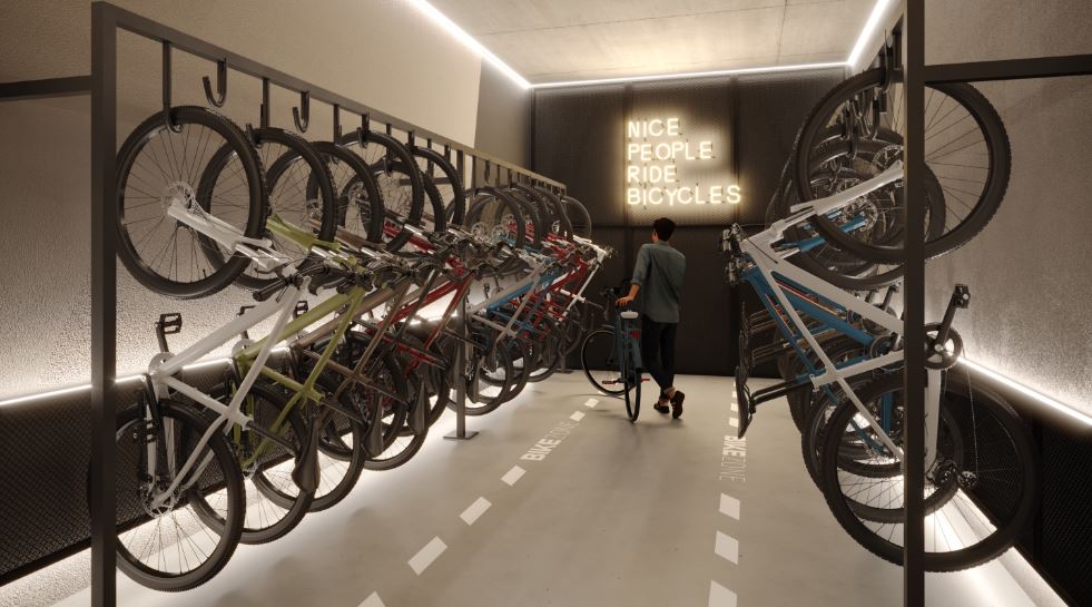 Bicicletário seguro e organizado do Vivant Residence para mobilidade urbana sustentável
