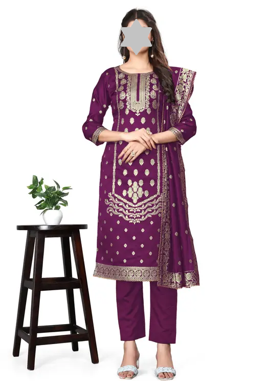 Designer Art Silk Unstitched Suit Material Beautiful Party wear Woven banarasi suit material For Women Kurta Set With Dupatta for Ladies Color 6 (R119)