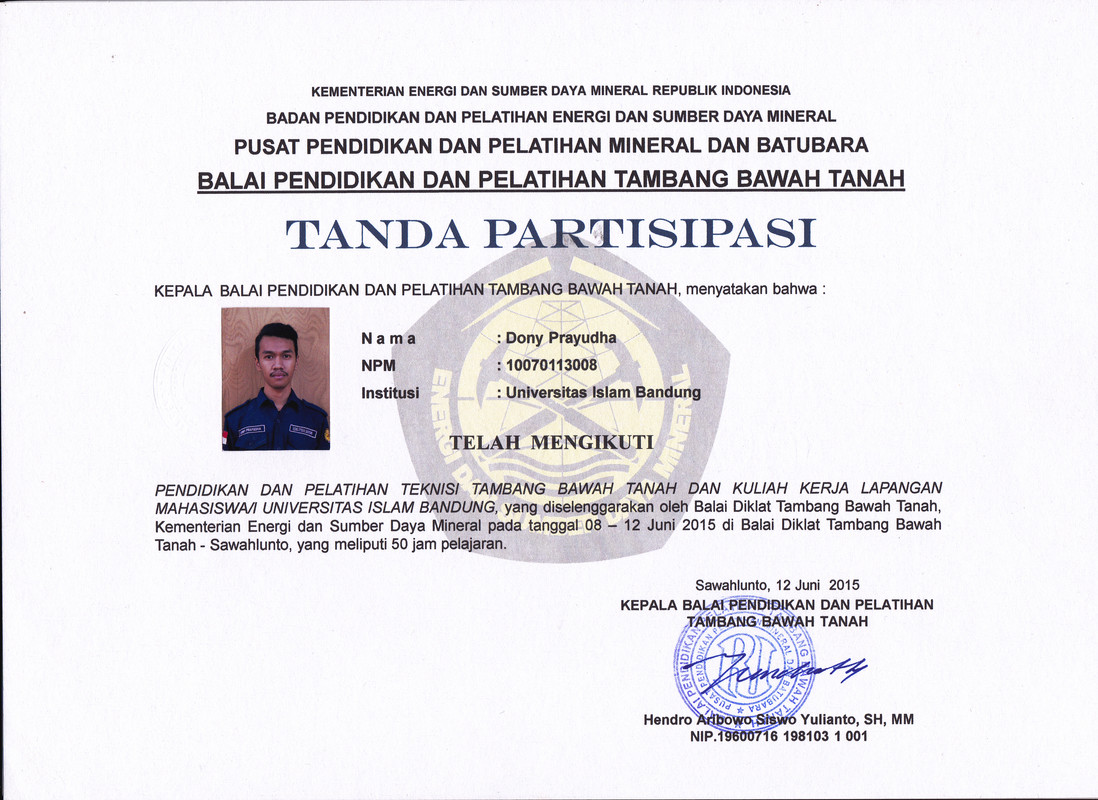 (2015) Pendidikan dan Pelatihan Teknisi Tambang Bawah Tanah