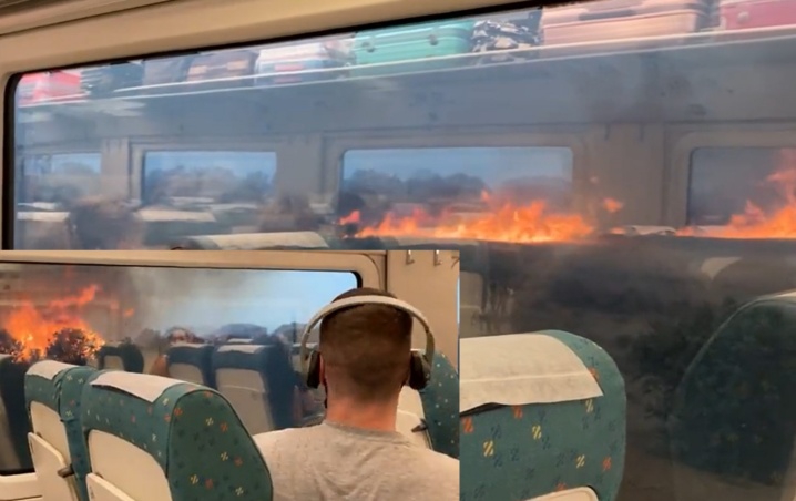 Incendio en España rodea a tren con pasajeros a bordo; todo quedó grabado
