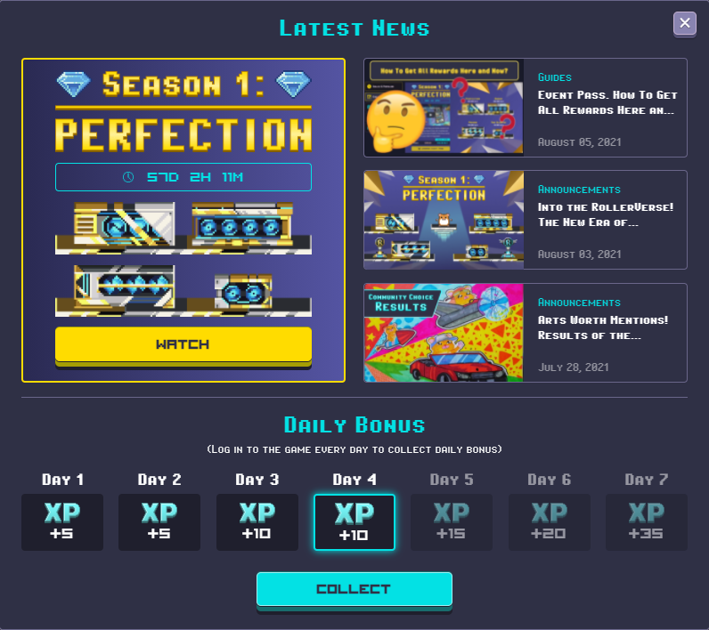 rogné rollercoin daily login reward