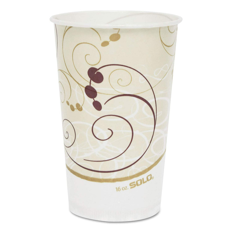 Jazz Waxed Paper Cold Cups 16oz Tide Design 50 Pack