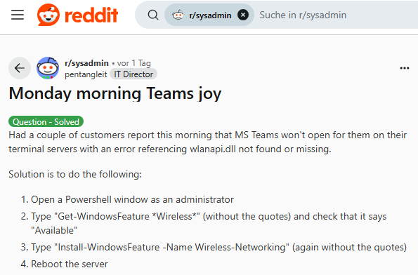 MS Teams fix