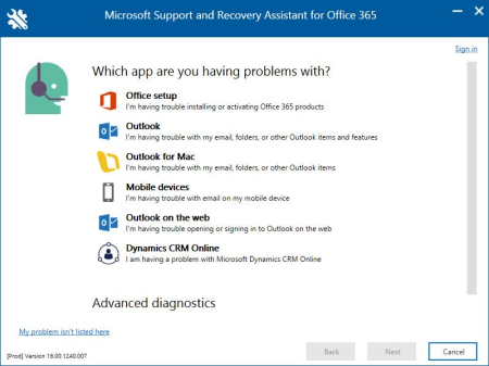 Microsoft Support and Recovery Assistant 17.00.8433.013