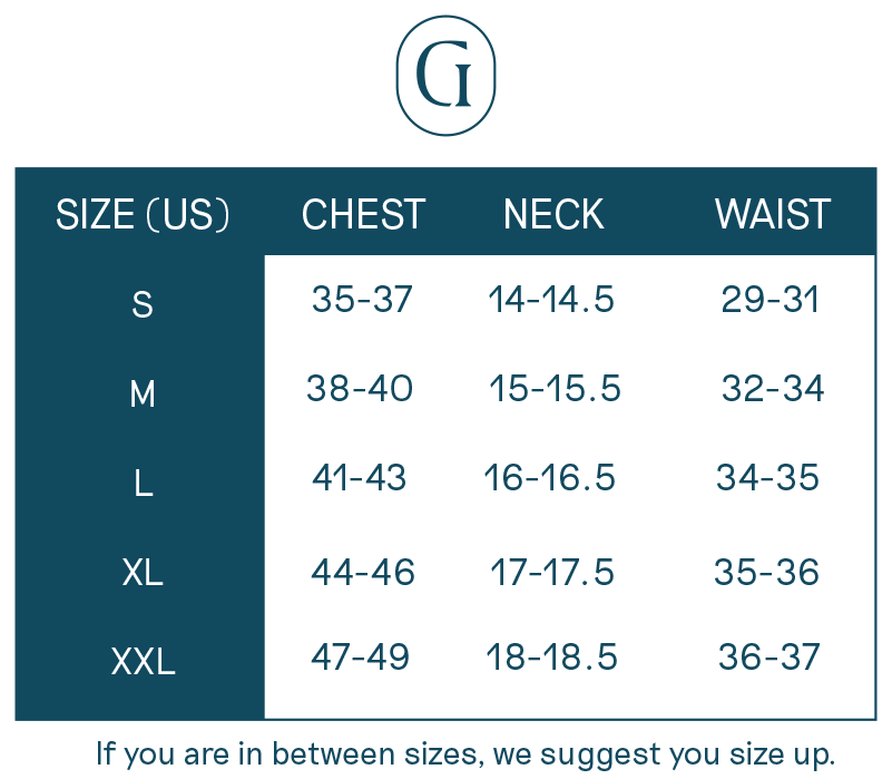General Issue men's size guide. If you are between sizes we suggest you size up.  
