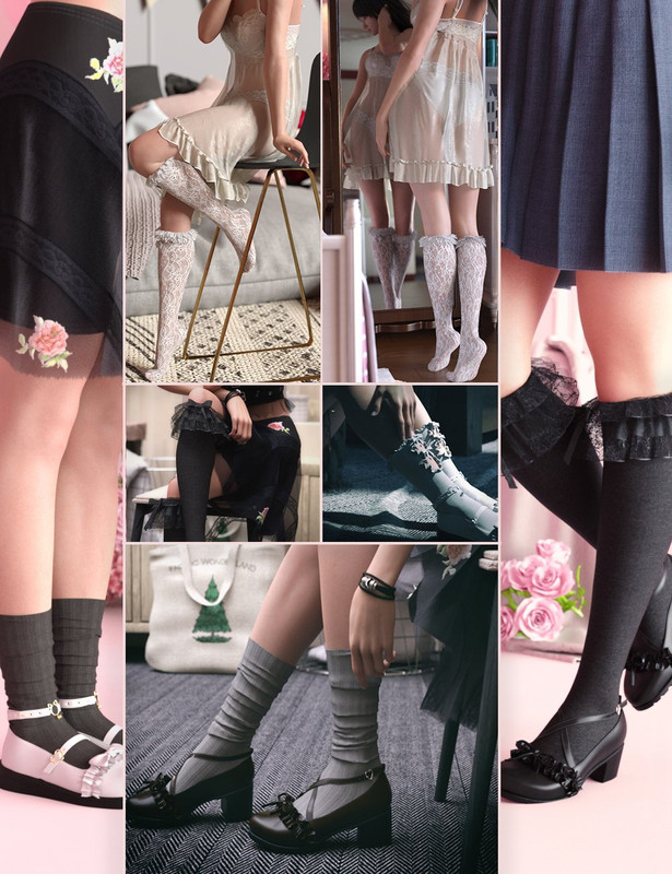KuJ Kawaii Fashion Socks and Shoes Collection II for Genesis 8 and 8.1 Females KuJ Kawaii Fashion Socks and Shoes Collection II for Genesis 8 and 8.1 Females