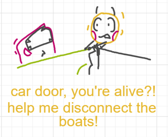 A panel from Ready Oar Knot, episode three of the Board Boards object show by Furretwalk/WalkingFurret.