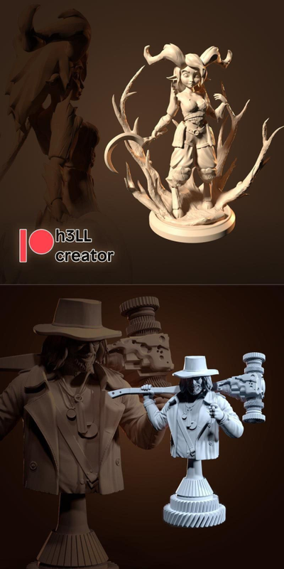 h3LL creator - Satyr with sickle and Heisenberg Bust - 3D Print Model