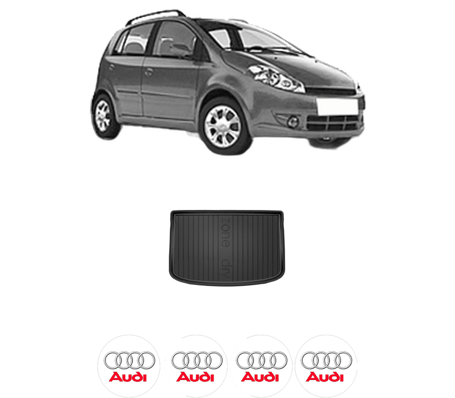Tavita Portbagaj AUDI A1 din 2010-2018, Protectie Portbagaj Auto, 4x Stickere auto cu AUDI