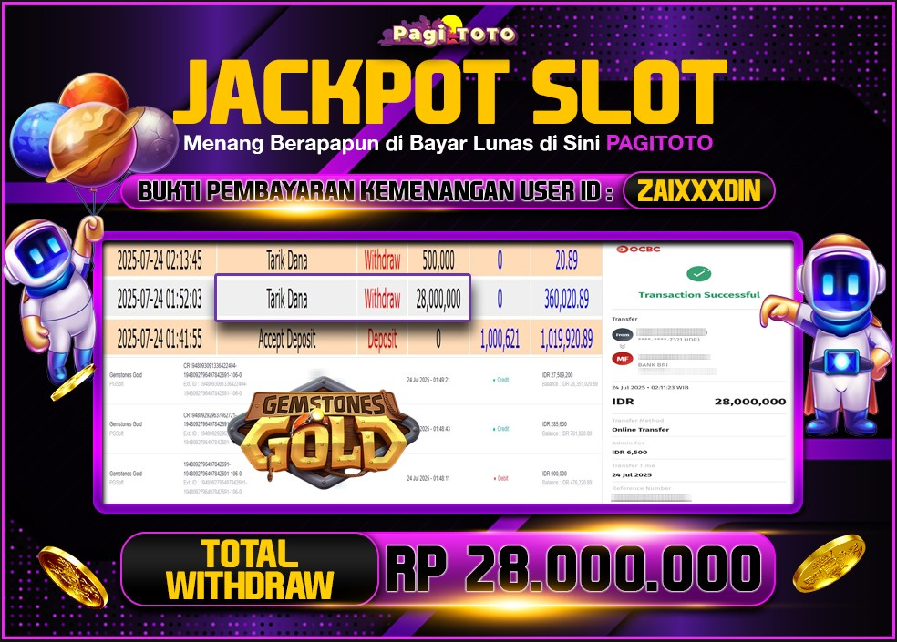 HAPPY JACKPOT MEMBER PAGITOTO SLOT GEMSTONES GOLD Rp 28.000.000-, - LUNAS