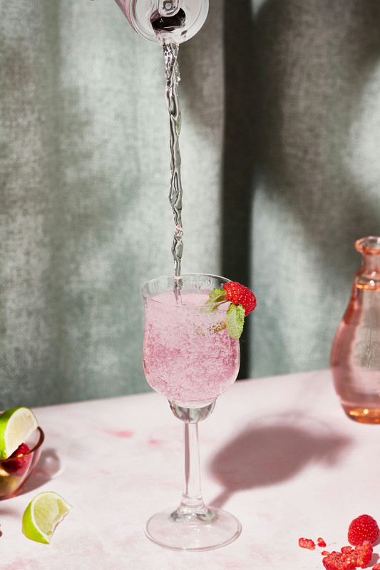 Pink fizzy drink