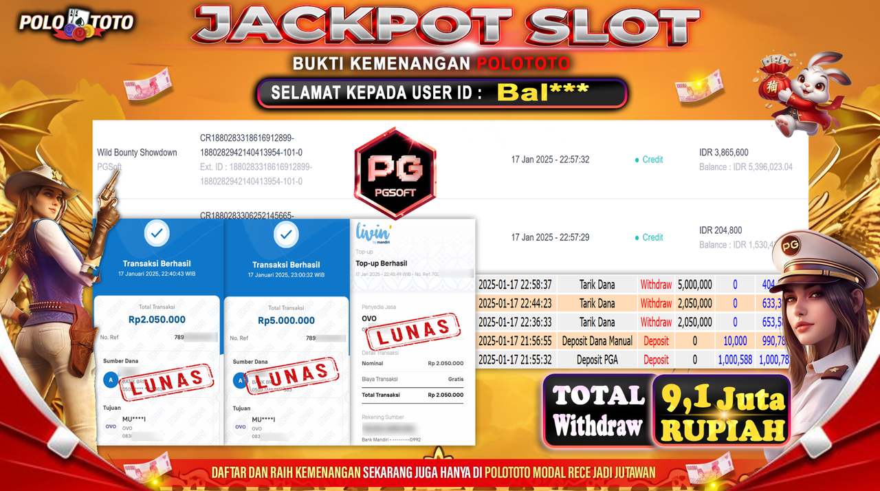 POLOTOTO JACKPOT SLOT WILD BOUNTY SHOWDOWN Rp.9,100.000,-