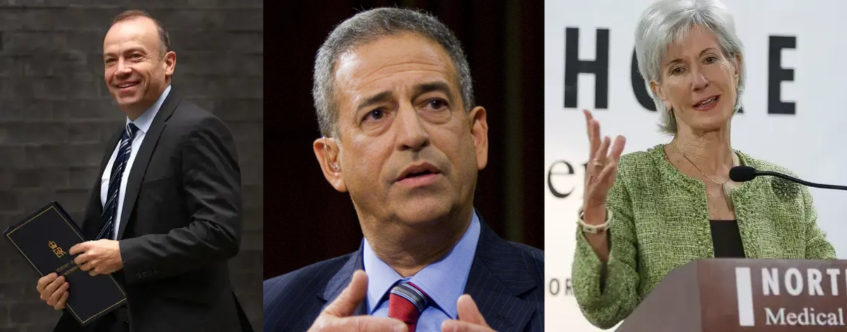 De gauche à droite, le nouveau Ministre fédéral à la Défense, Justin Darfor (PLD-AA), le nouveau Ministre fédéral aux affaires intérieures, George Garandor (FPD), et la Ministre fédérale à la santé reconduite à son poste, Eleanor Declass (FPD).