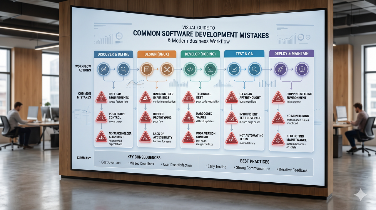 Common Software Development Mistakes Businesses Make (2026 Guide) | AbuQitmirLabs